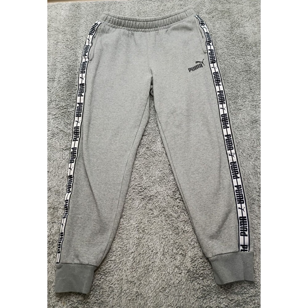 Puma Joggers Sweatpants Womens Large Sweats Jersey Tapered Ankle Workout Pants